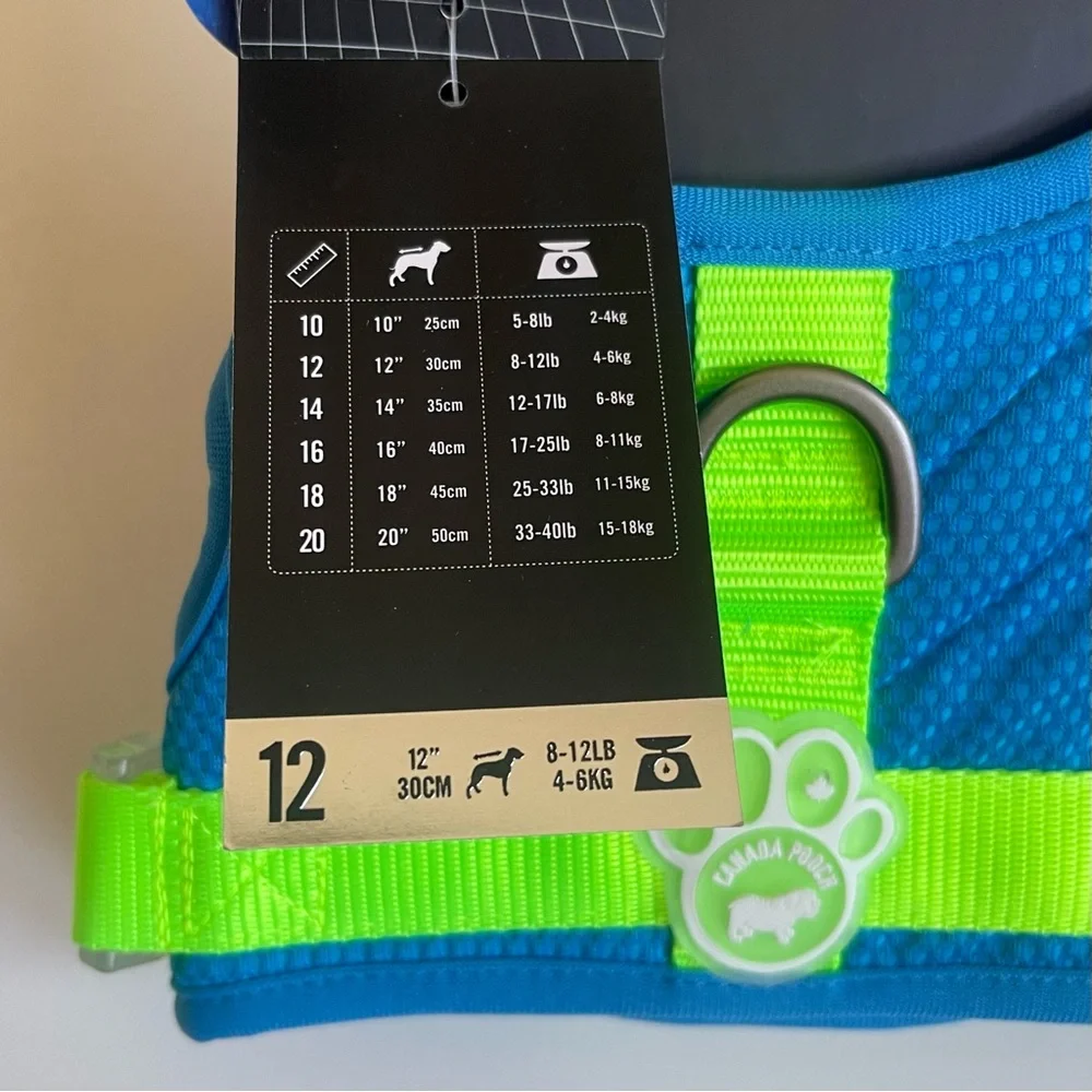 Canada Pooch Chill Seeker Cooling Harness - Blue/Green - Size 12